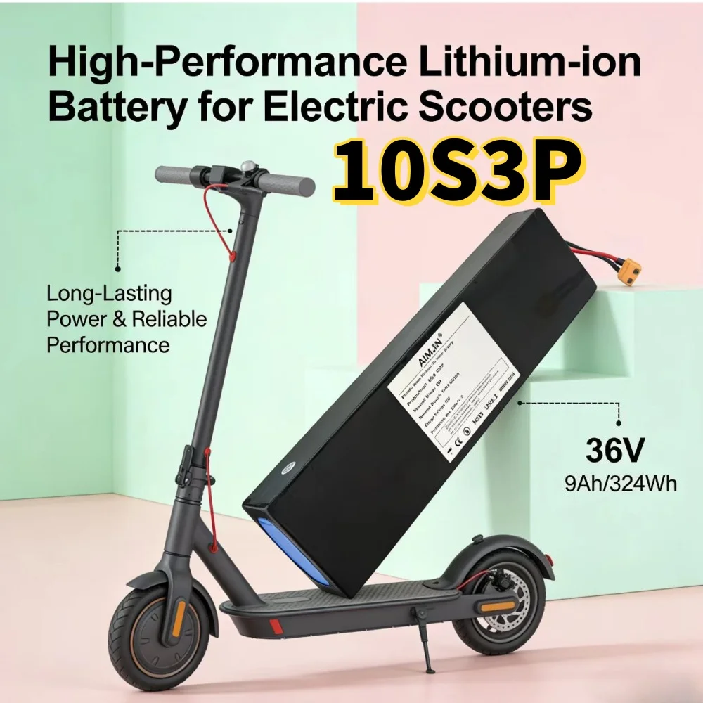 

Rechargeable 36V 9000mAh 18650 Lithium-Ion Battery 500W with Built-in BMS for KUGOO S1 S2 S3 Electric Scooters 10S3P Configurati