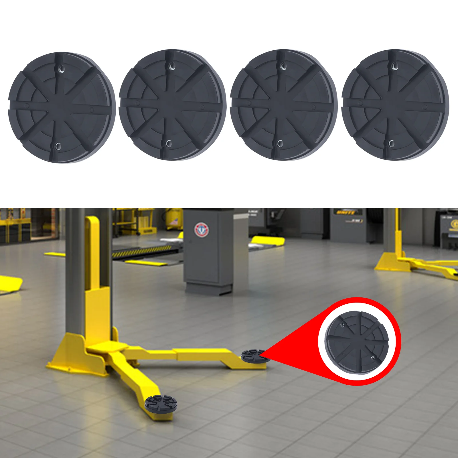 4Pcs Round Rubber Arm Pads Lift Pad For For Auto Lift Car Truck Hoist Heavy Duty 123mm Diameter Thick Car Lift Accessories