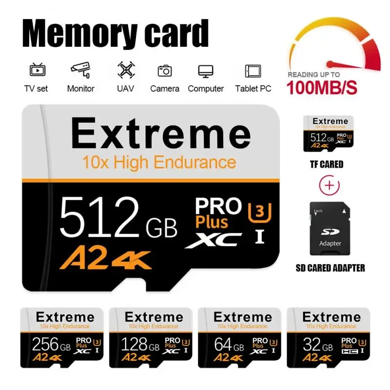 New Memory Card 128GB EVO Plus Flash Mini SD Card 32GB 64GB 256GB 512GB Class 10 UHS-I High Speed Micro TF Card for phone Tablet