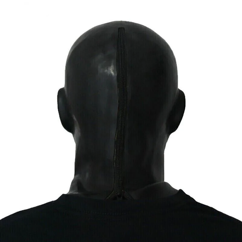 Men's Latex Rubber Mask Closed Eye Fetish Male Fetish Hood Halloween Cosplay Head Around 59-63cm