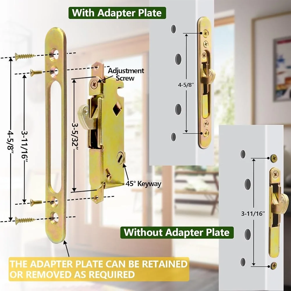 Sliding Patio Door Handle Set with Mortise Lock Offset Design Zinc Diecast Compatible with Jeld Wen Guardian Milgard
