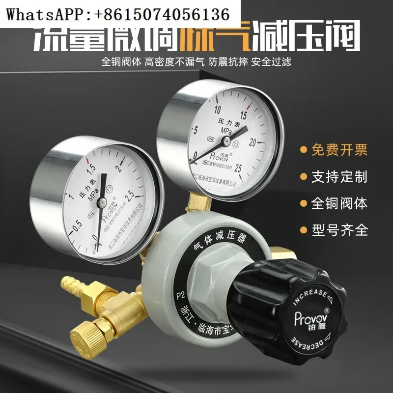 Air pressure reducing valve small steel cylinder YQB mixed gas oxygen argon nitrogen air all-copper regulator