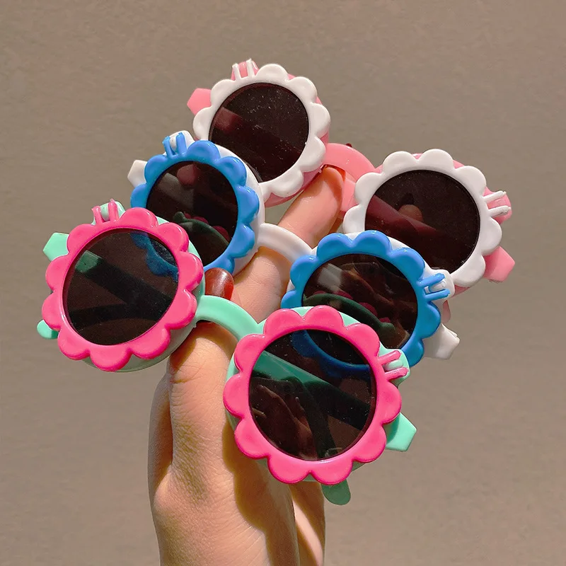 Cute Children\'s Sunglasses Cartoon Sunflower Flip Glasses Funny Outdoor UV400 Protention Eyeglasses Driving Goggles Kid Gifts