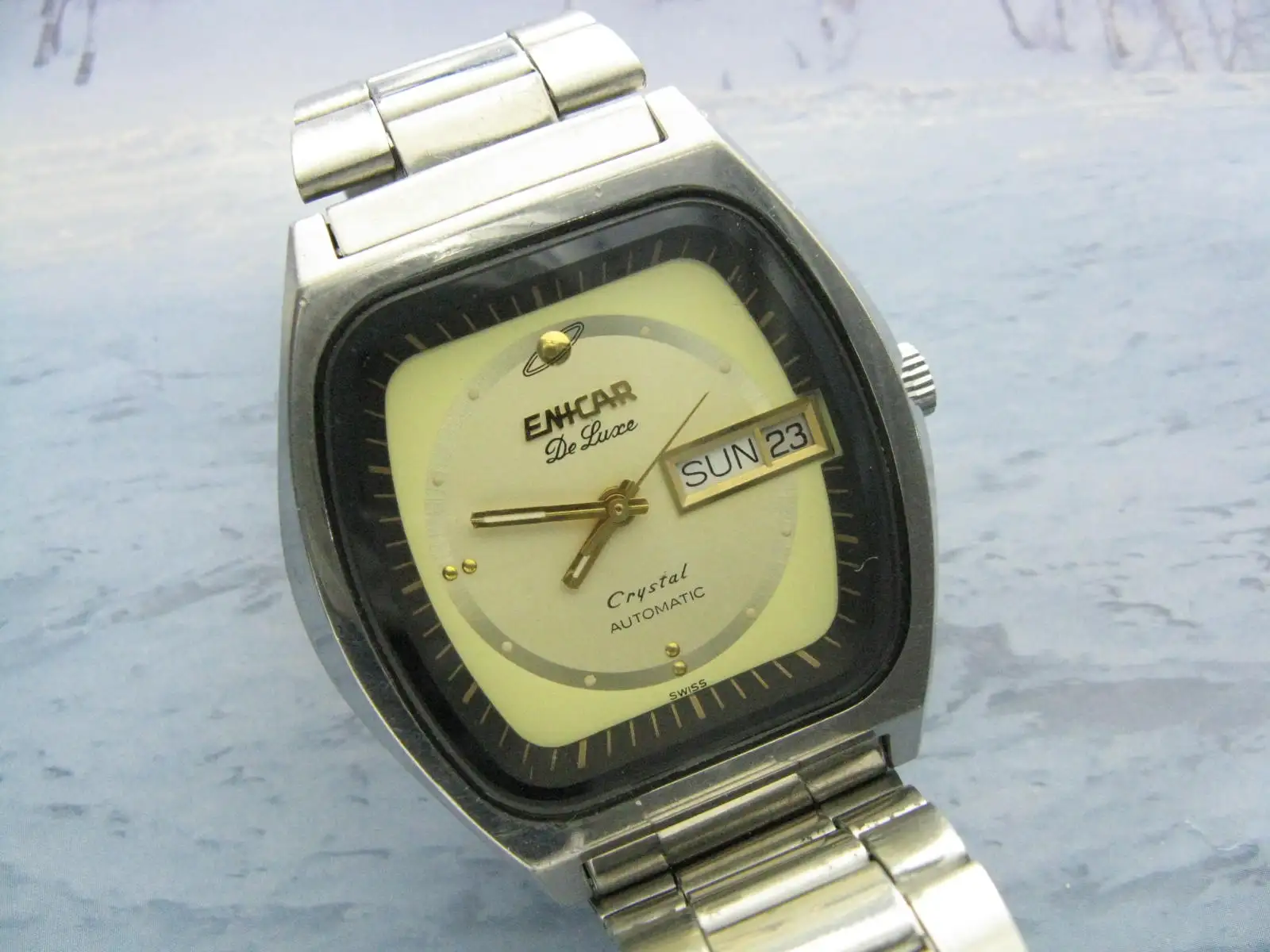 “Vertical TV Style” enicar Automatic Used Mechanical Men's Watch （ETA 2846）