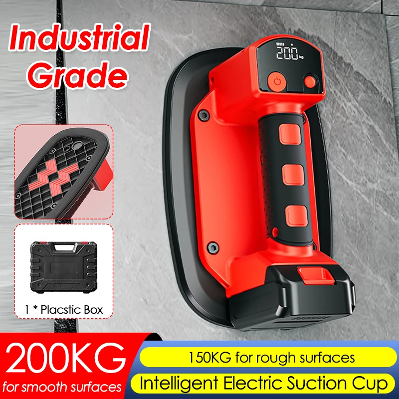 200KG Load Industrial Grade Electric Vacuum Suction Cup Heavy-Duty Glass Granite Ceramic Tile Lifting Tool with Plastic Box Pack