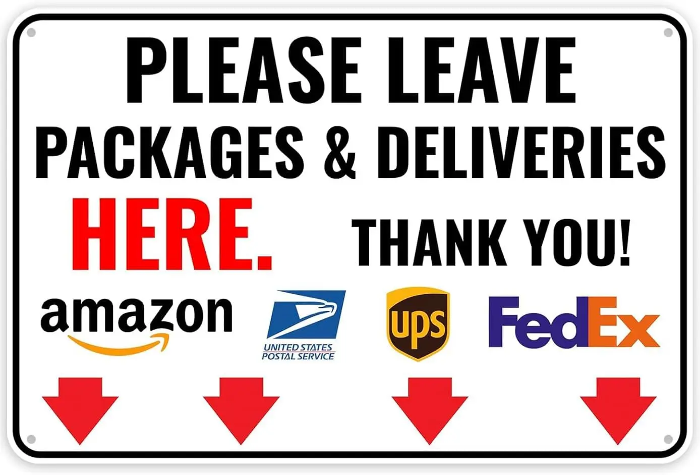 1p，Metal Tin Sign Delivery Sign For Packages - Please Leave Packages & Deliveries Here Down,  - Delivery Instructions for My
