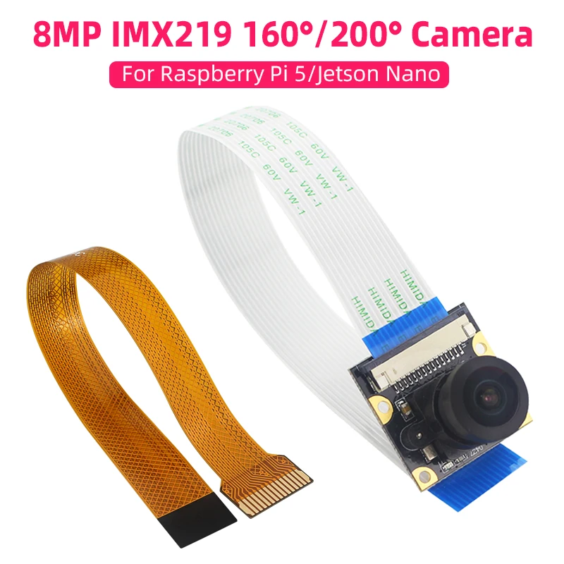 

8MP Camera 160° 200° IMX219 Focal Adjustable 3280×2464 1080p30/720p60 640×480p90 Camera Module for Raspberry Pi 5 Jetson Nano