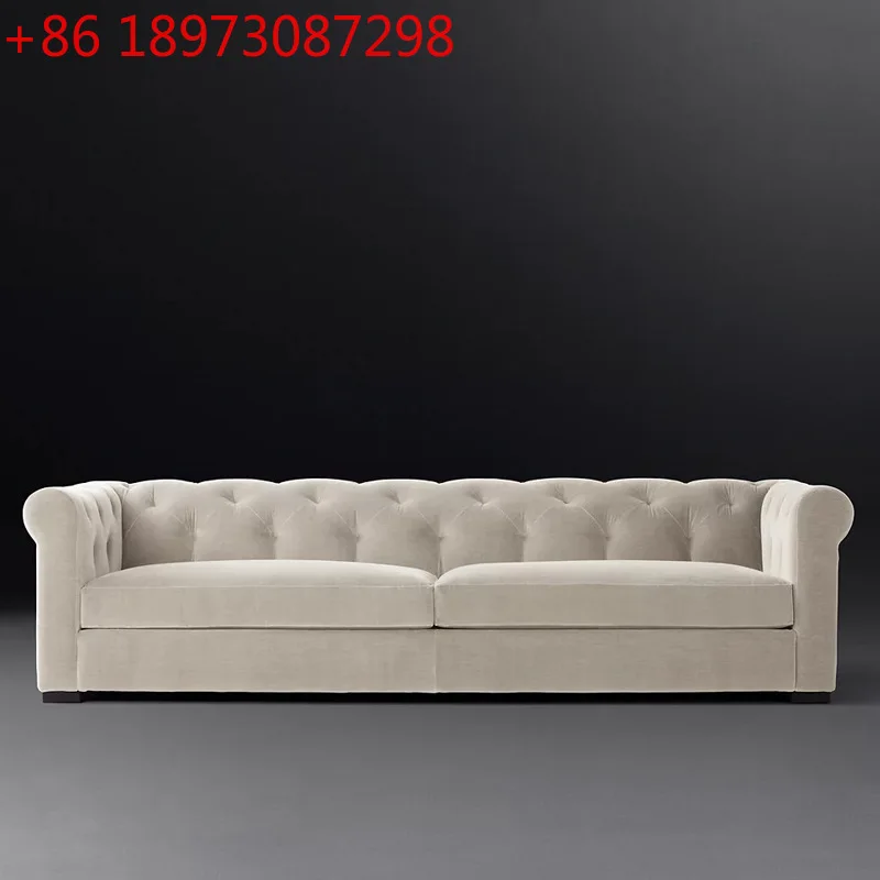 

Nordic modern simple light luxury cotton and linen sofa pull buckle living room corner sofa