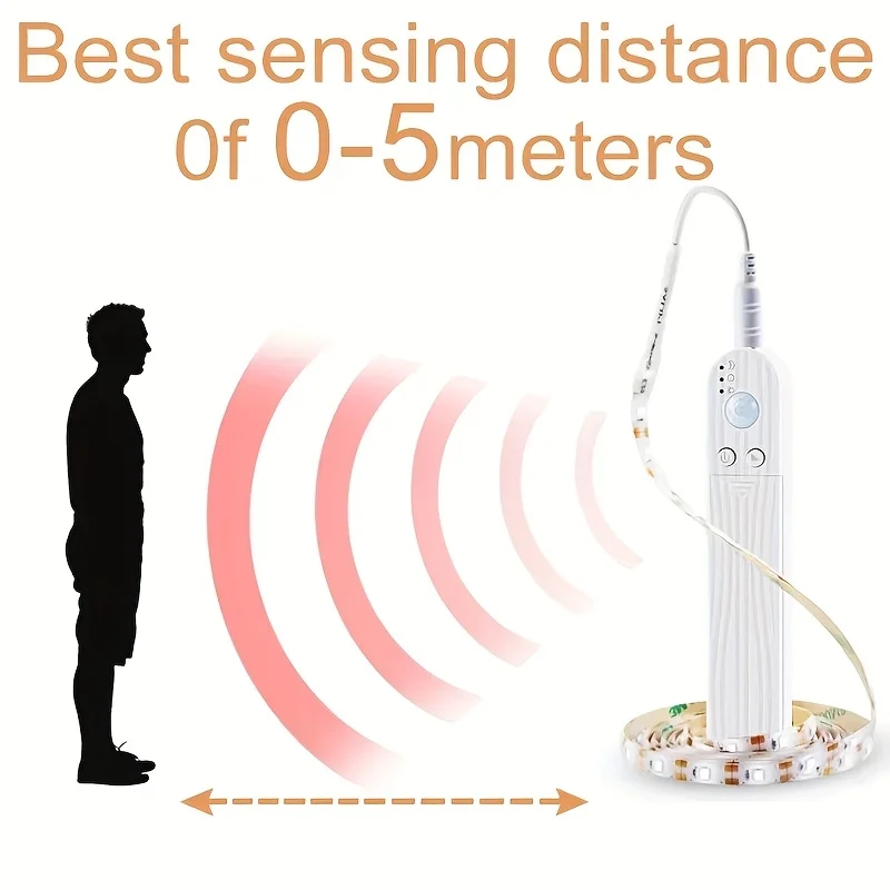 

Светодиодная индукционная лента 2 м 5 В-2835 Светодиодная лента с батарейным блоком, костюм для спальни, освещения лестницы, рождественские украшения на Хэллоуин