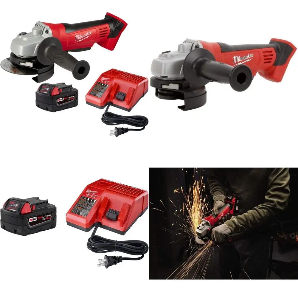 

Комплект аккумуляторной шлифовальной машины 4,5 дюйма с двумя аккумуляторами и зарядным устройством, мощный и универсальный для различных применений