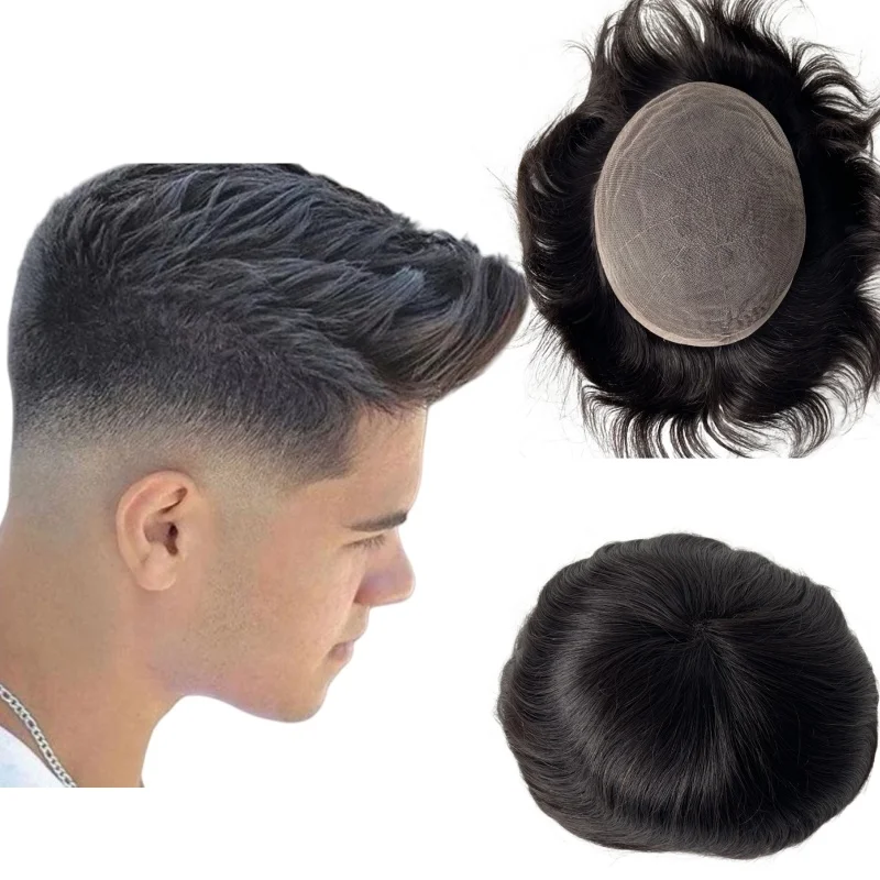 

Системы человеческих волос # 1b цвет 8x10 дюймов полный кружевной мужской парик