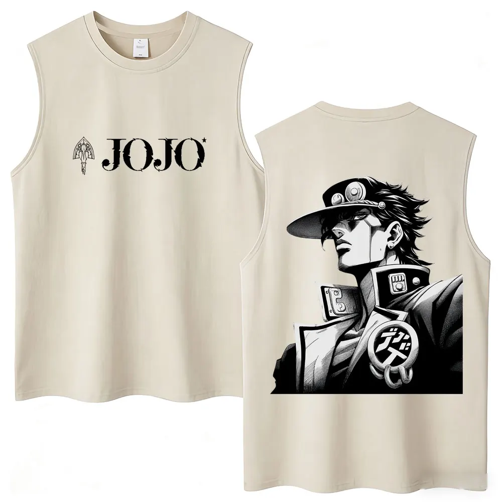 Anime Jojo Bizarre Adventure Giorno Giovanna Washed Tank Tops Men Women Sleeveless Vests Casual Oversized Sleeveless T-shirts