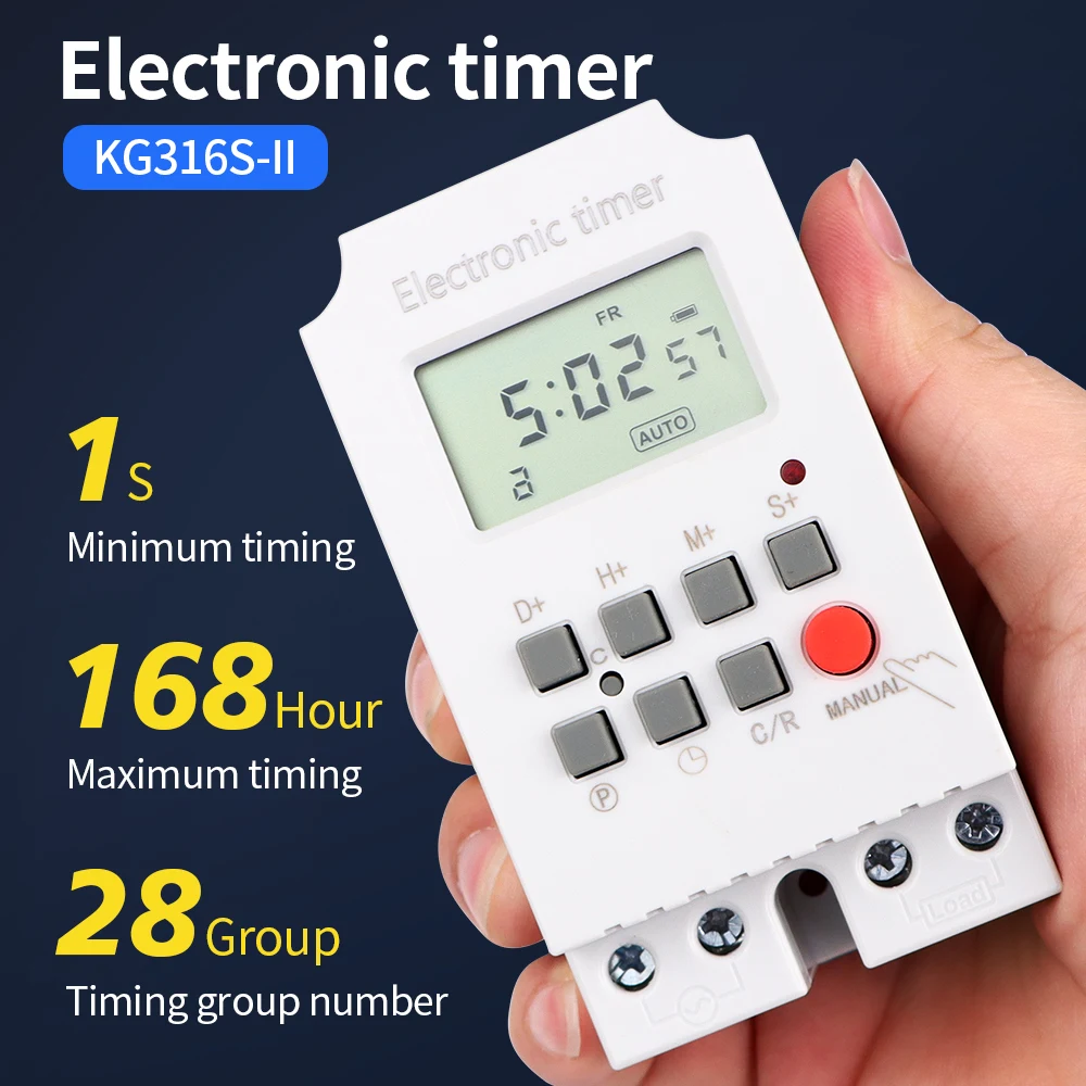 KG316S-II Digital Timer Switch 110V 220V Electronic Timer  7 Days Weekly Automatic Programmable Timer Relay with Blackout Memory