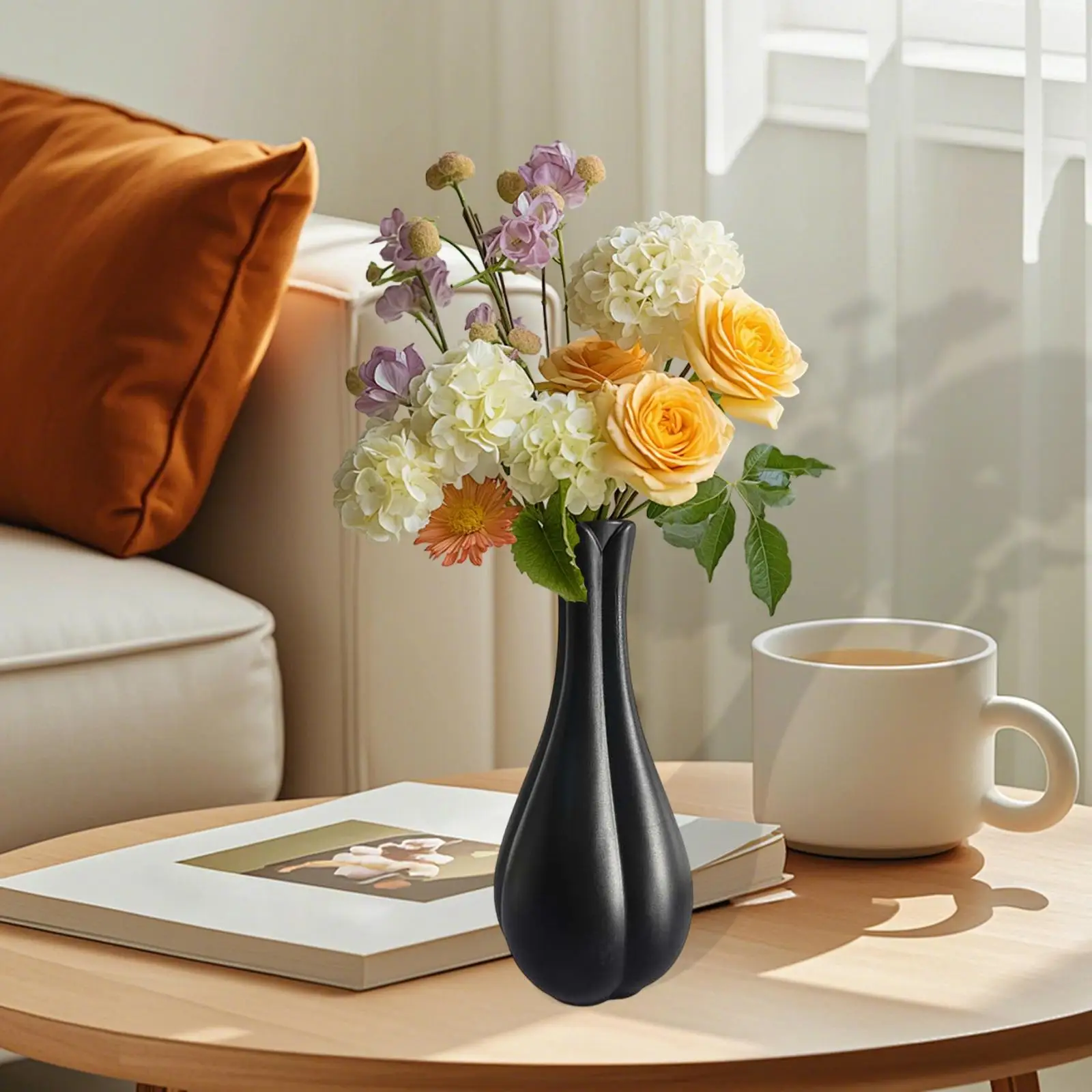 Flower Vase Home Decoration Contemporary Vase Polyethylene Accent for Bedroom Tabletop Centerpiece Stylish Interior