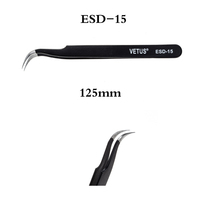 1Pc VETUS ESD-15 Tweezers  Resists Corrosion Safe Anti-static  Precision Diy Hand Tool