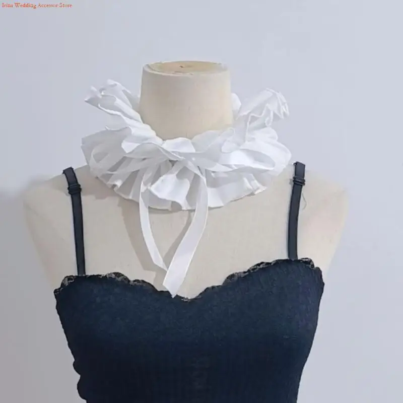 G92D Adjustable Ruff Collar Decorative False Collar for Adult All Matching Neckwear for Formal Occasion Casual Wear