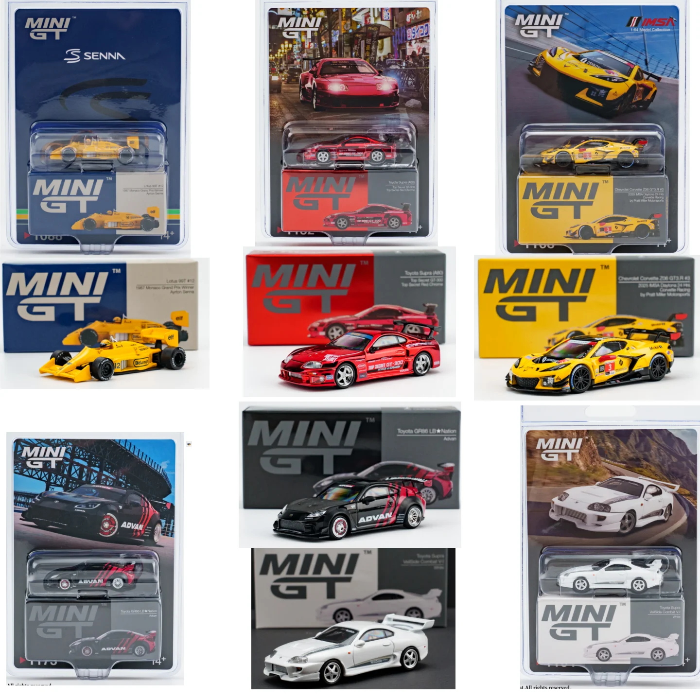 MINIGT1: 64 Lotus 99T # 12 Ayrton Senna-Chevrolet Corvette Z06 GT3.R # Modelo de carro em liga metálica 3