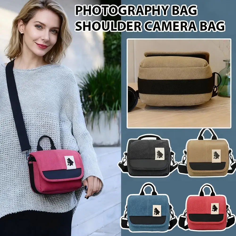 Canvas Camera Bag Case Bag For Canon EOS M10 M6 M5 SX60 SX50 SX30 SX510 1100D 1200D 1300D 450D 500D 600D 550D 18-55mm Lens view 4