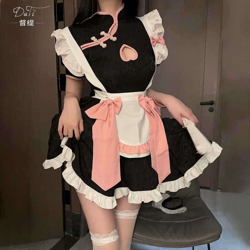 Sexy love hollow cheongsam Chinese woman cosplay anime pure desire dress maid suit 574