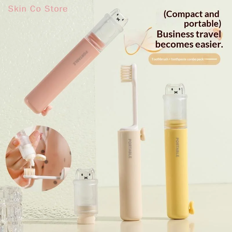 [CO]1Pcs - Convenient Toothbrush Travel Container 2-in-1 Folding Toothbrush Set - Small And Convenient - Essential For Business