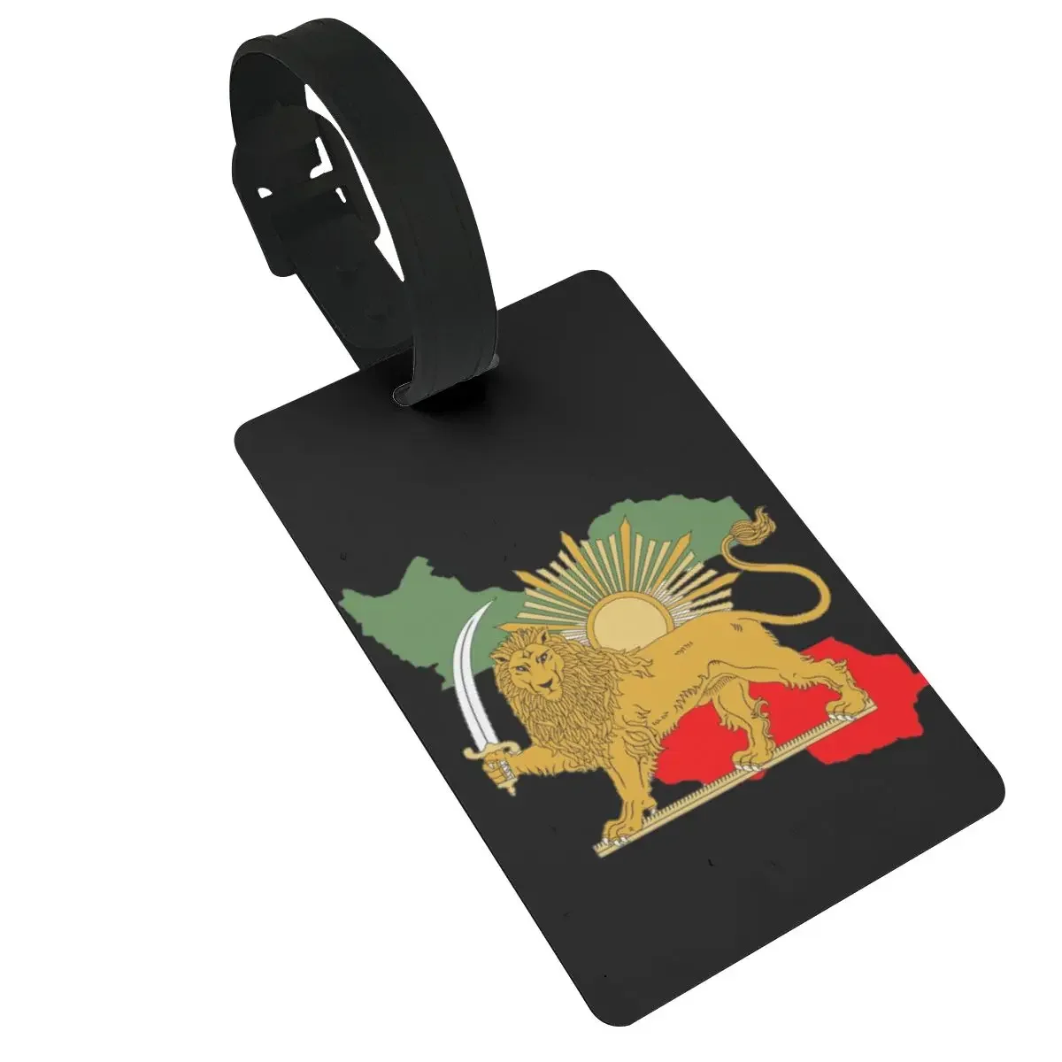 

Iran Persia Map and Flag - Shir O Khorshid - Lion And Sun Luggage Tags Suitcase Travel Baggage Boarding Tag Label Holder Address