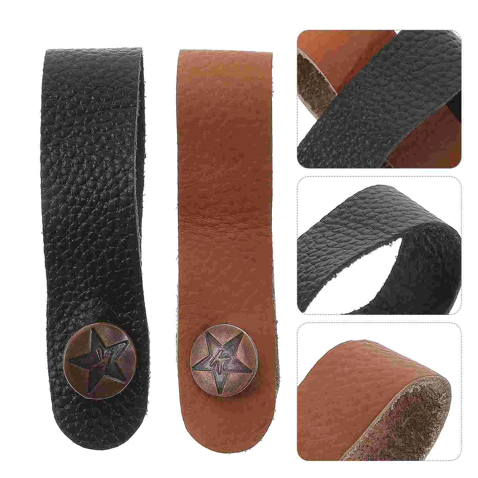 2 Pcs Guitar Strap Tie Acoustic Adapter Neck Watch Straps Purse Lock Cowhide Button