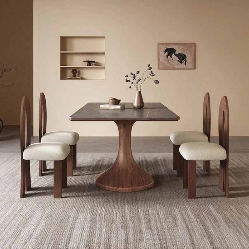 الشمال الحديثة البساطة نمط فاخر خشب متين لائحة طاولة طعام غرفة الطعام كرسي مكتب طاولة طعام الأثاث مستطيلة #4