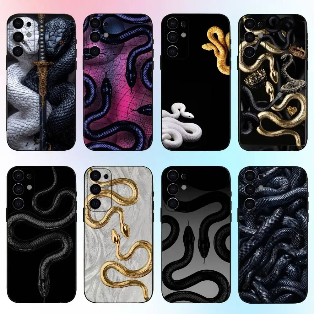 

Creative Snake Pattern Phone Case For Samsung S25,S24,S21,S22,S23,S30,Ultra,S20,Plus,Fe,Lite,Note,10,9,5G Black Cover