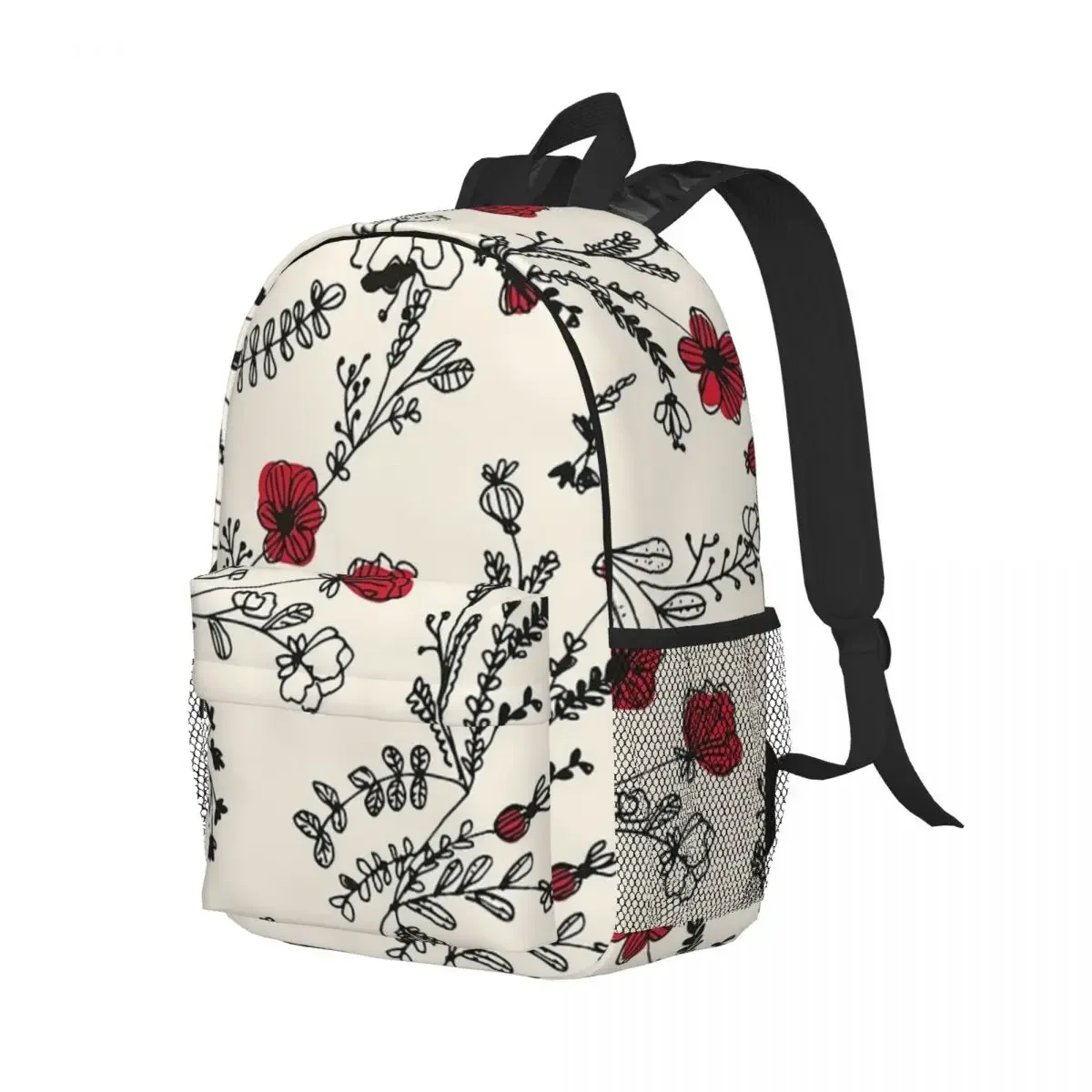 Red Flower Pattern Backpacks Boys Girls Bookbag Cartoon Children School Bags Laptop Rucksack Shoulder Bag Large Capacity