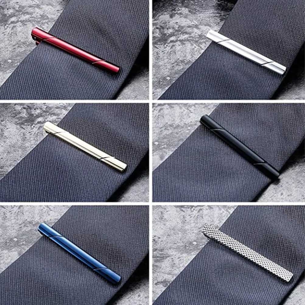 

8Pcs Reliable Copper Tie Clips Simple Elegant Tie Tacks for Men Necktie Securing Clamps Business Office Formal Outfit