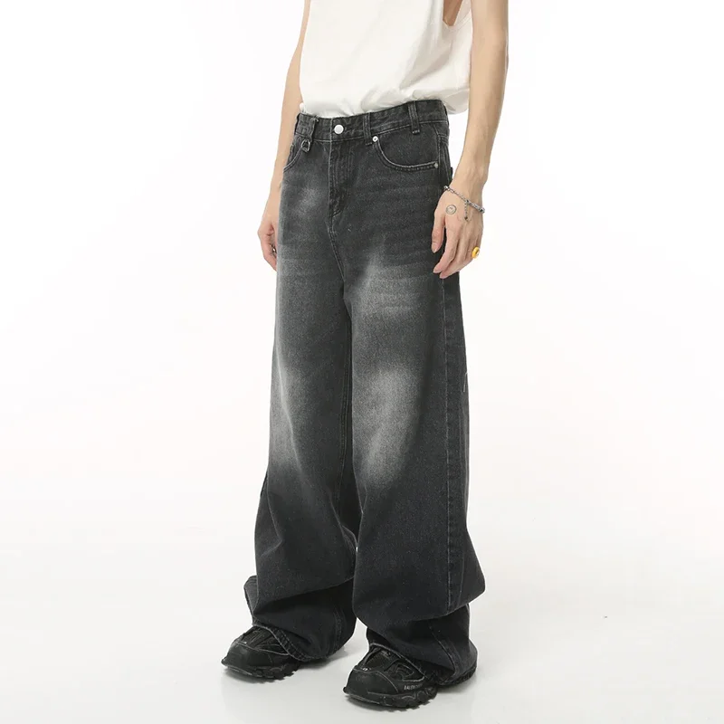 

Vintage Men's Baggy Denim Trousers 2024 New Streetwear Wide Leg Loose Denim Pants Fashion Distressed Straight Pants