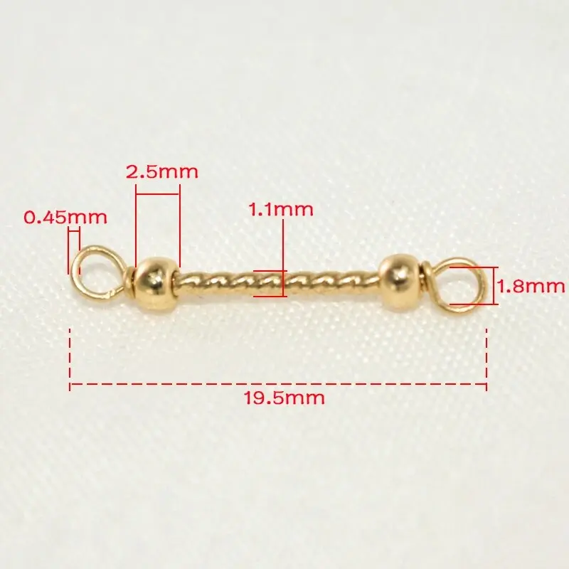 14K Gold Filled Bar Charms, Stick Connector Charms For Jewelry Making Supplies, Bracelet Stick Connector Charms w/ Ball Bead End