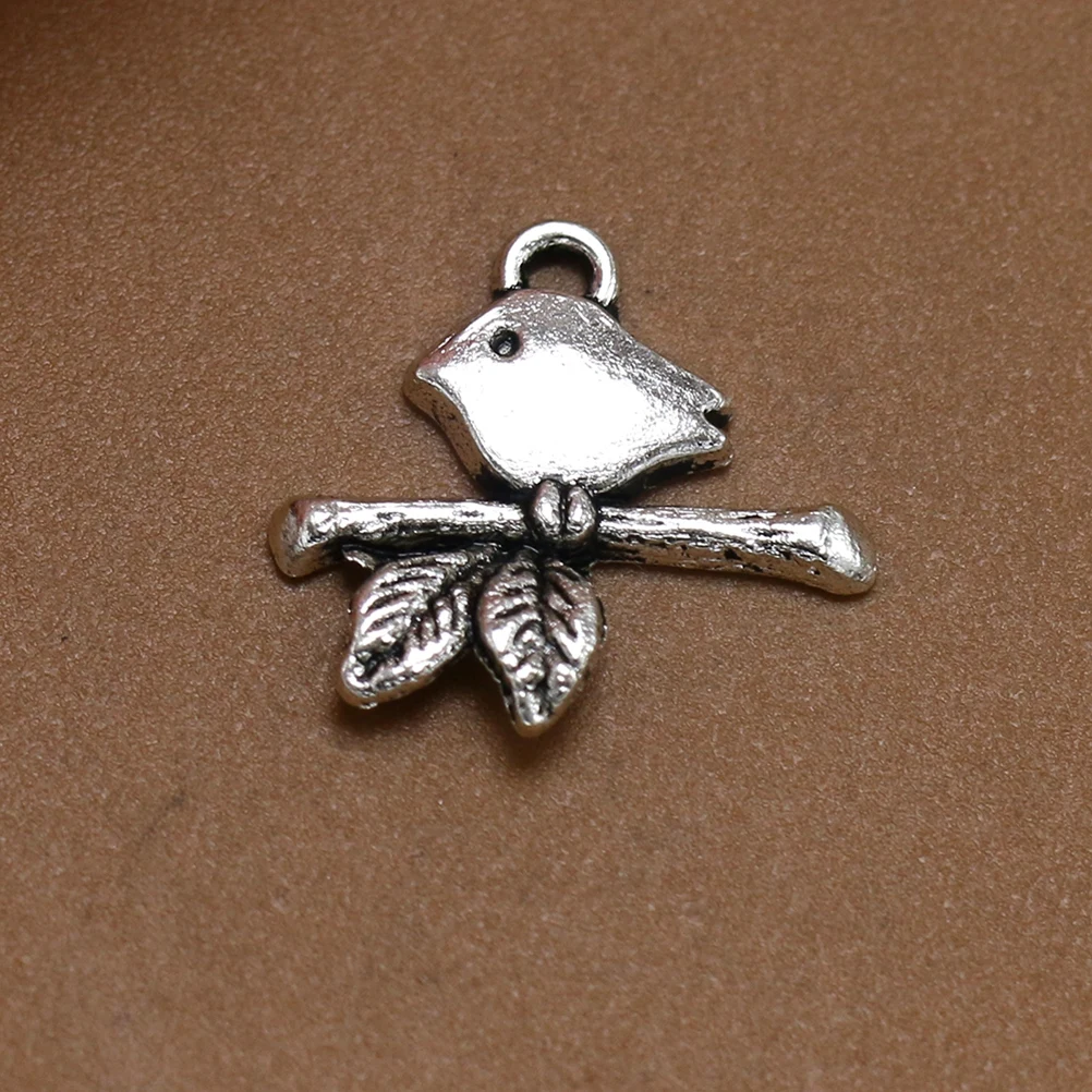 

20 Pcs Branch Bird Pendant Charm Alloy Jewelry Making Pendants DIY Charms Ancient Silver