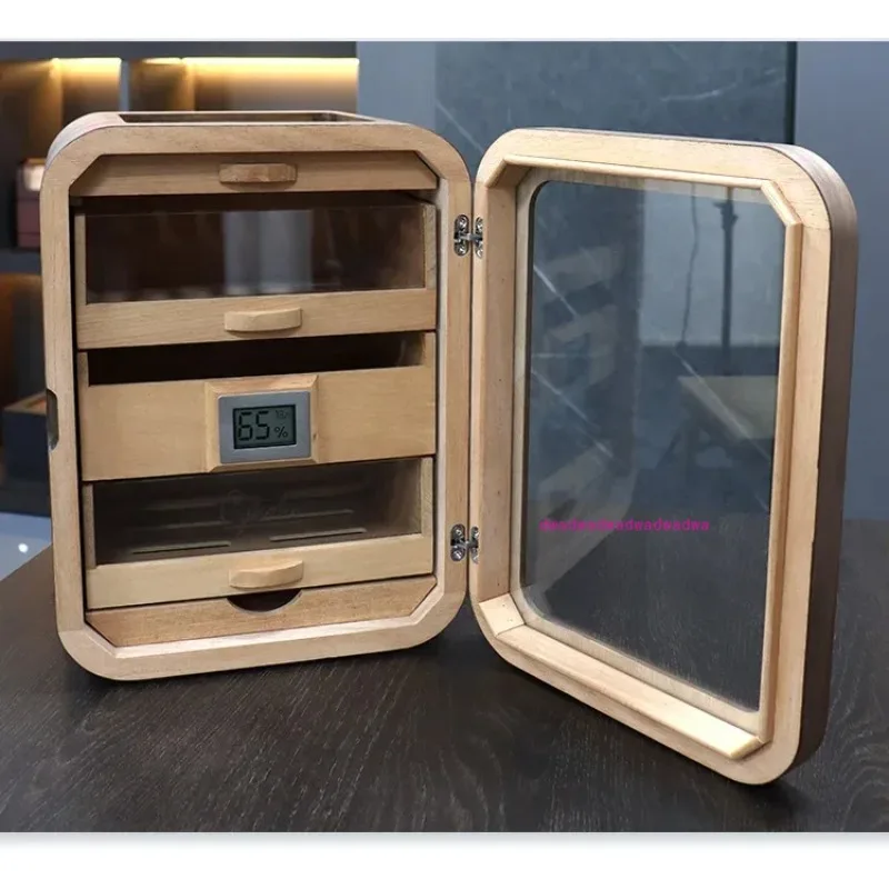 Humidor Box 3 Layers Portable Travel Puro Humidor Cigar Accessories Large Capacity Cigar Humidor