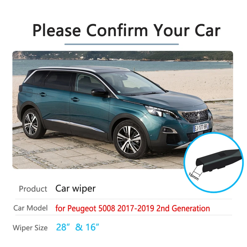 Car Wiper Blades for Peugeot 5008 2017 2018 2019 2nd 2 Gen Front Windscreen Windshield Brushes Washer Car Accessories Stickers