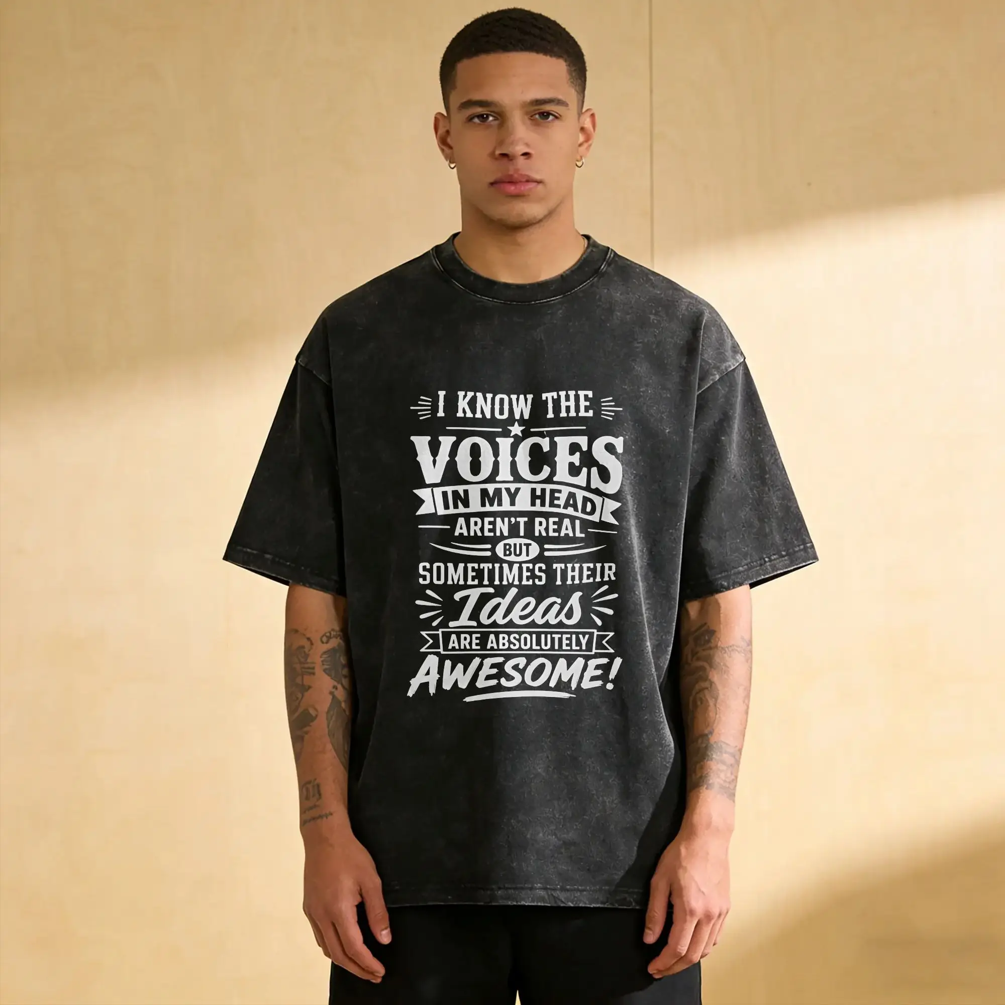 I know The Voices aren't real T-Shirts for Men  Funny Cotton Tees O Neck Short Sleeve T Shirts Gift Idea Clothes