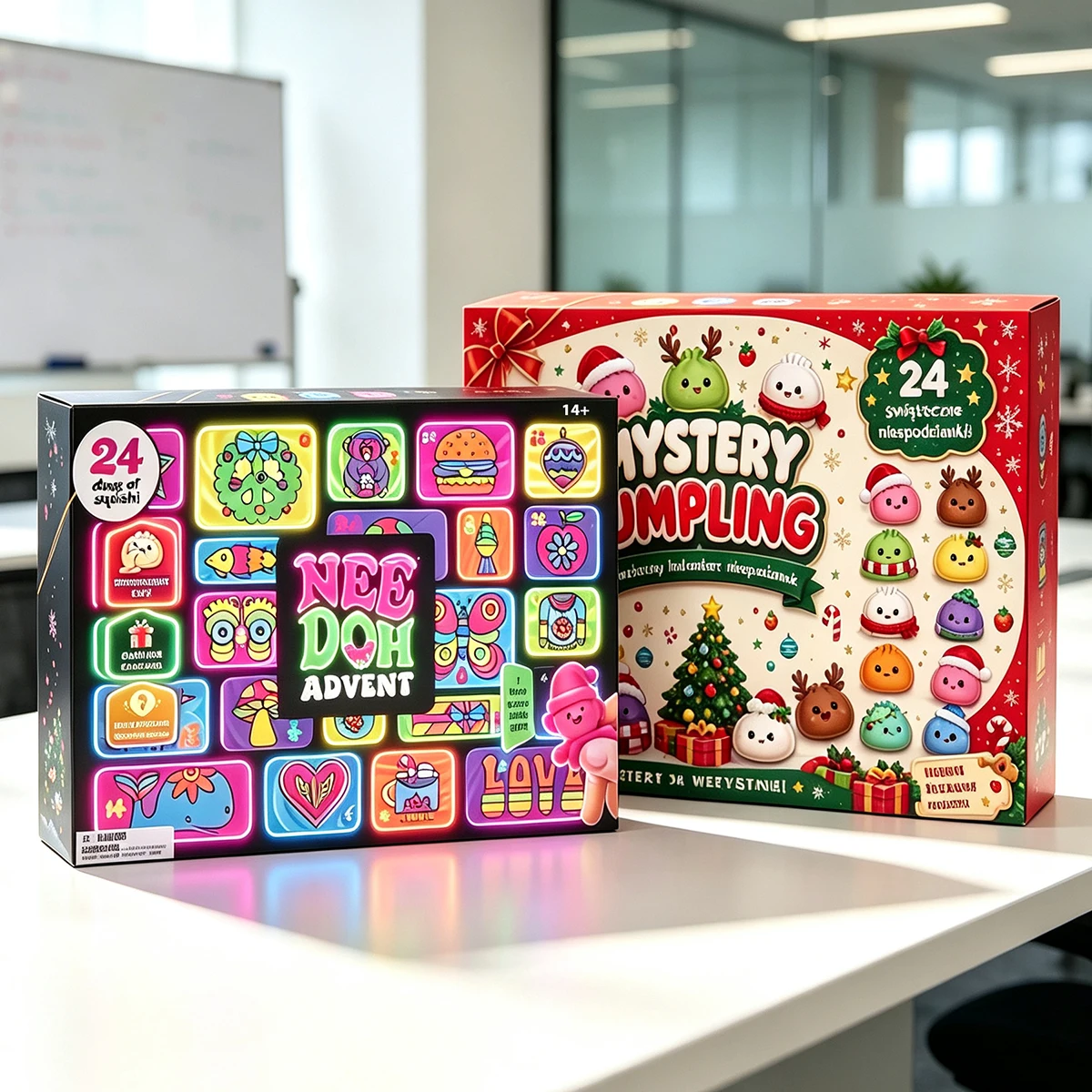 NeeDoh Adult Christmas Advent Calendar, 24 Days Countdown Surprise Box, Adult Slow Rebound Squishies Squeeze Sensory Toy Gift