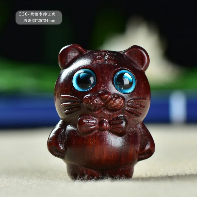 Kawaii Ornaments miniature items Cute Wooden Tiger Animal Crafts DIY Pendant as a Gift For Friends decorative figures souvenirs