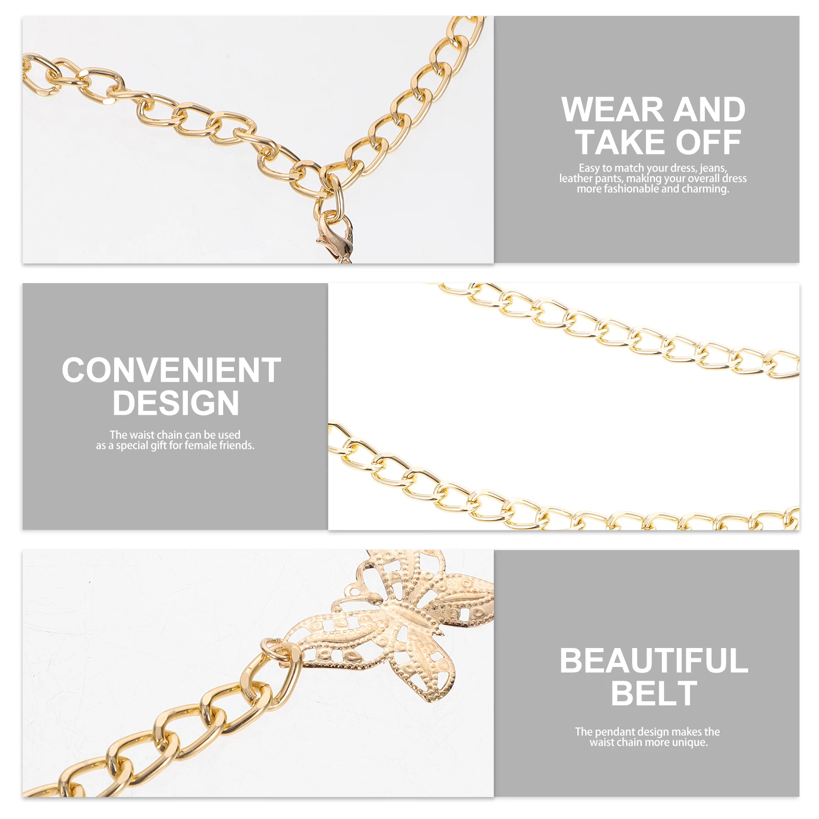 

Butterfly Chain Waist Chic Girl Metal Sexy Waist Chain for Dress Party Banquet Gathering Adjustable Alloy