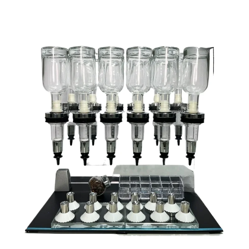 Bulk perfume bar, double row twelve pump dispenser, aromatherapy acrylic display