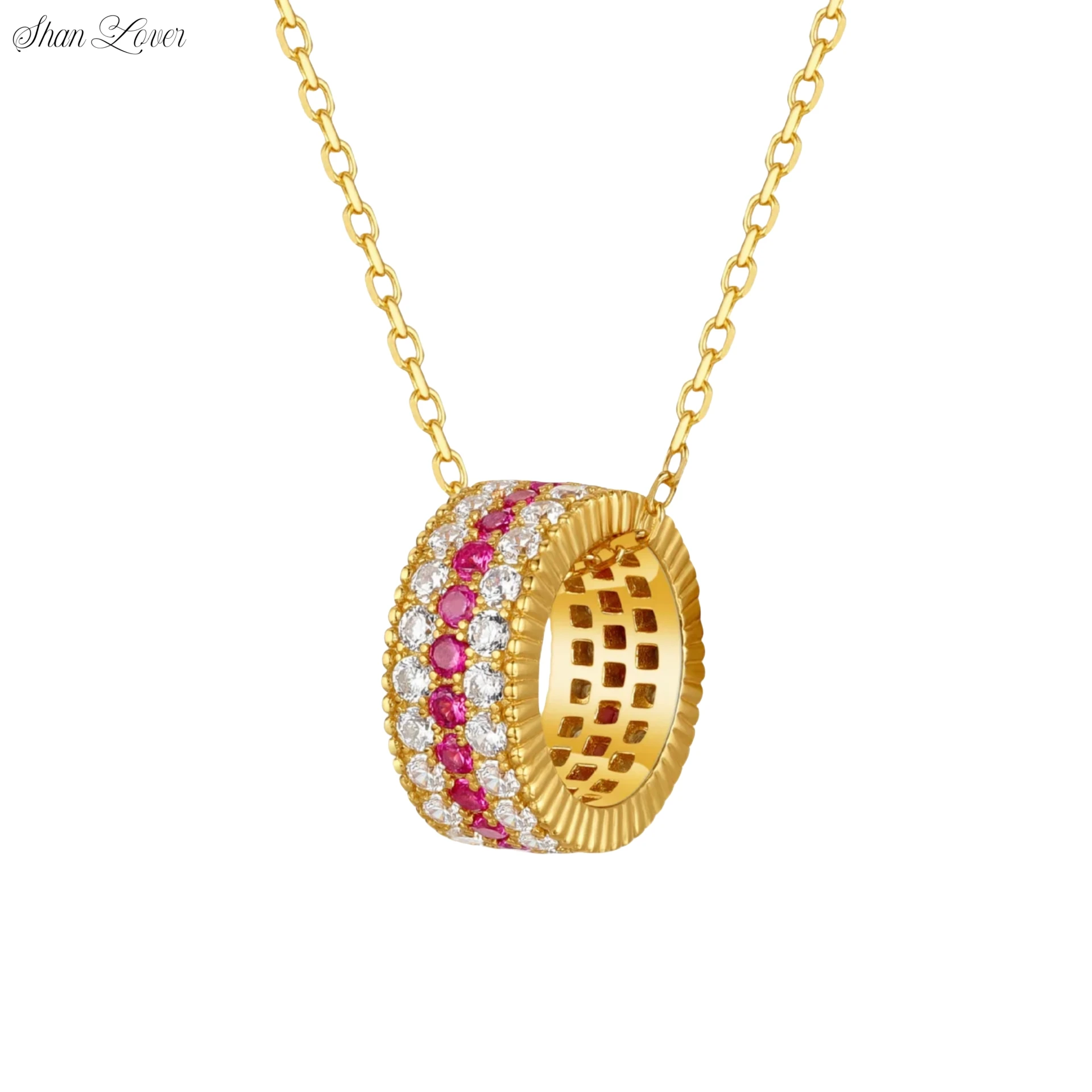 

ShanLover Brand 925 Sterling Silver Woman's Ring Pendants Necklace Red Gemstones Jewelry For Ladies Girls Drop Pendant Necklace