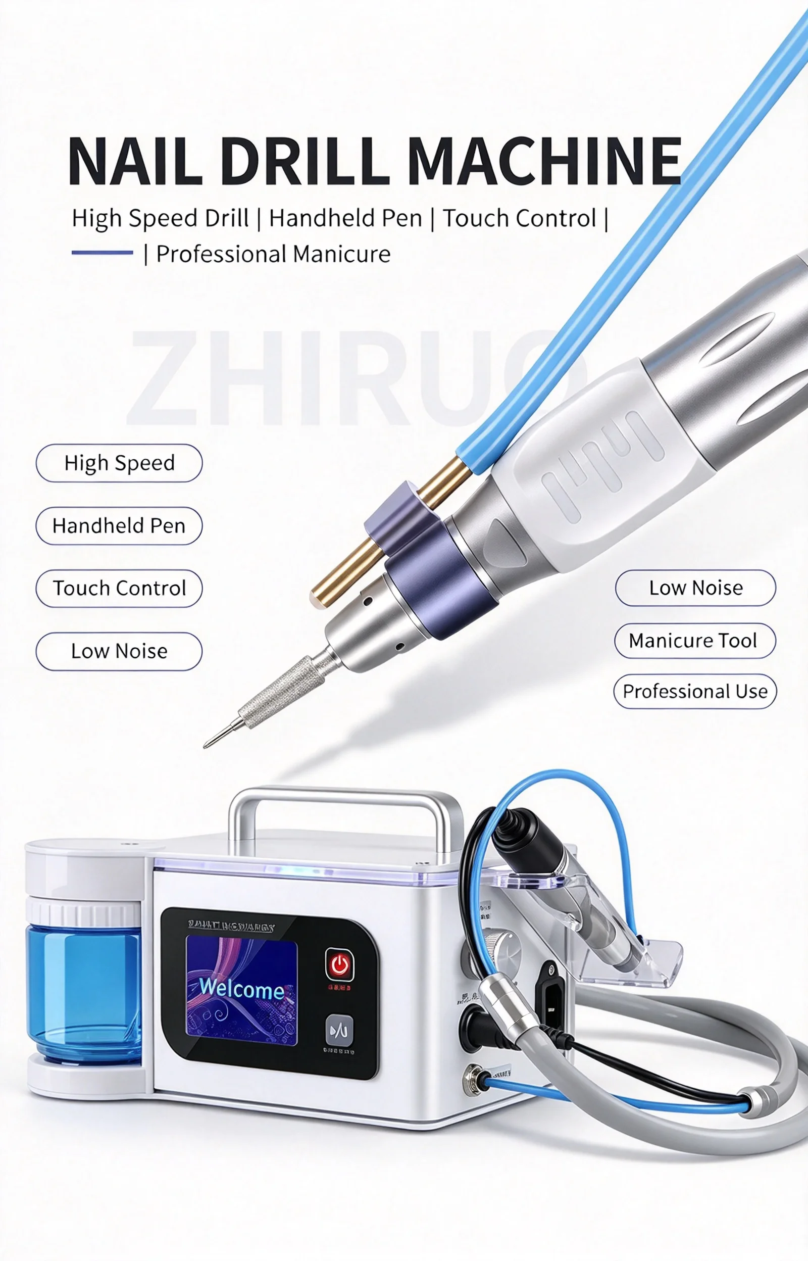 High Speed Podiatry Drill Water Spray Pedicure Machine Foot Spa Nail Polisher 40000 RPM Manicure Nail Polish Machine