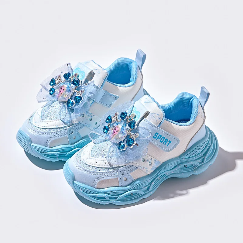 

Kids'Casual Shoes Sneakers Led Light Sequin PU Leather Elsa Princess Spring Shoes For Girls Velcro Purple Pink Shoes Size 31-35