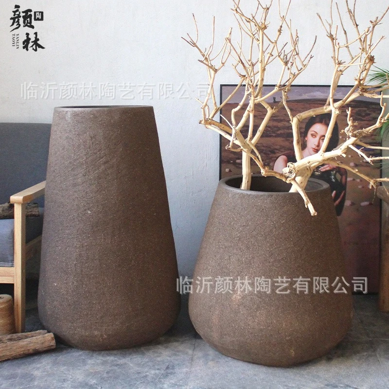LMM outdoor extra large flower pot landscape pottery coarse pottery pot large pottery decoration