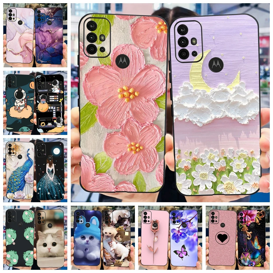 Para Motorola Moto G30 funda Moto G20 G10 contraportada elegante flor delgada suave TPU fundas de teléfono de silicona para MotoG20 XT2128-1 parachoques