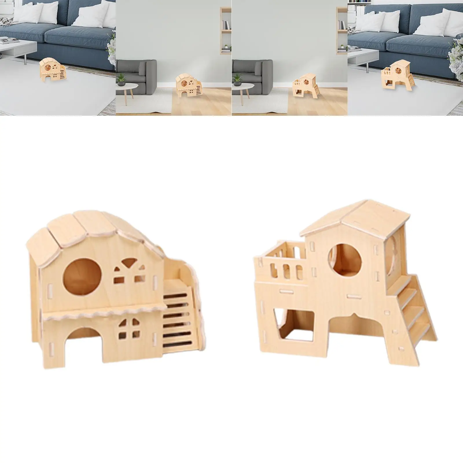 Wooden Hamster House Lovely Hamster Hideout Handcrafted with Window for Dwarf