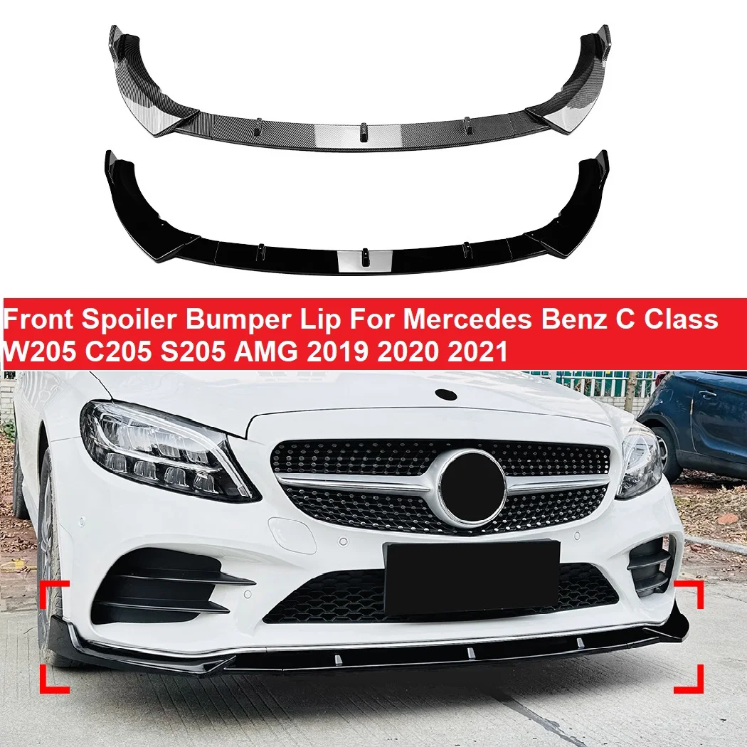 

Front Spoiler Bumper Lip Spoiler Splitter For Mercedes Benz W205 C205 S205 C43 Car C180 C200 C300 2019 2020 2021 AMG LCI Tuning