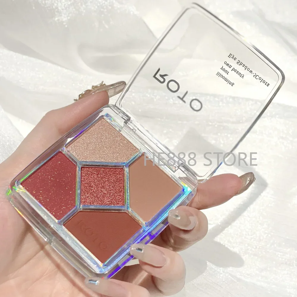 

ROTO 5-Color Sequined Matte Eye Shadow Mini Universal Square Shimmer Shiny Eyeshadow Palette Long-Lasting Eye Makeup Cosmetics