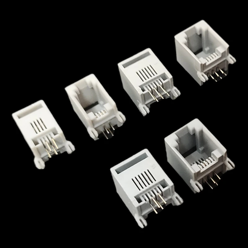 5/10Pcs RJ11 Telephone Socket 4P4C 6P4C 6P6C Plug Horizontal Right Angle 4 Pin/6 Pin Female Socket PCB Connector Gray