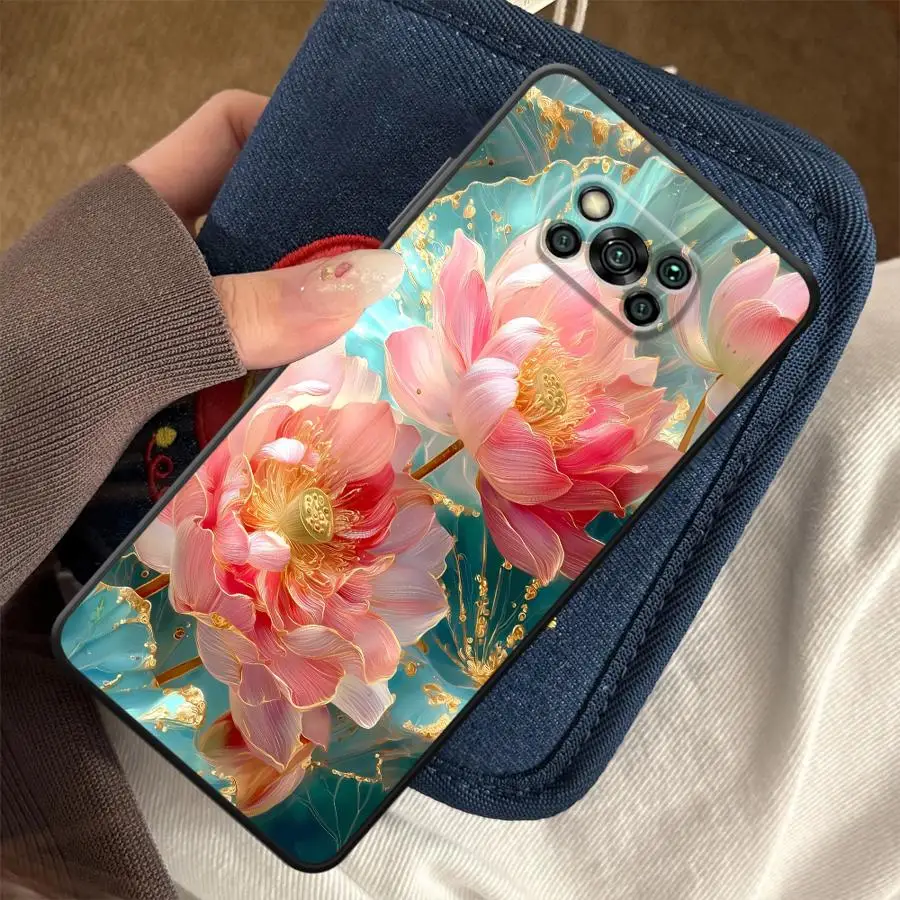 Beautiful Lotus Flowers Case for Xiaomi Poco F8 F3 C50 C61 C75 X3 X4 X5 X7 Pro F1 M3 M4 M7 M5 Funda Phone Cover C71 view 2